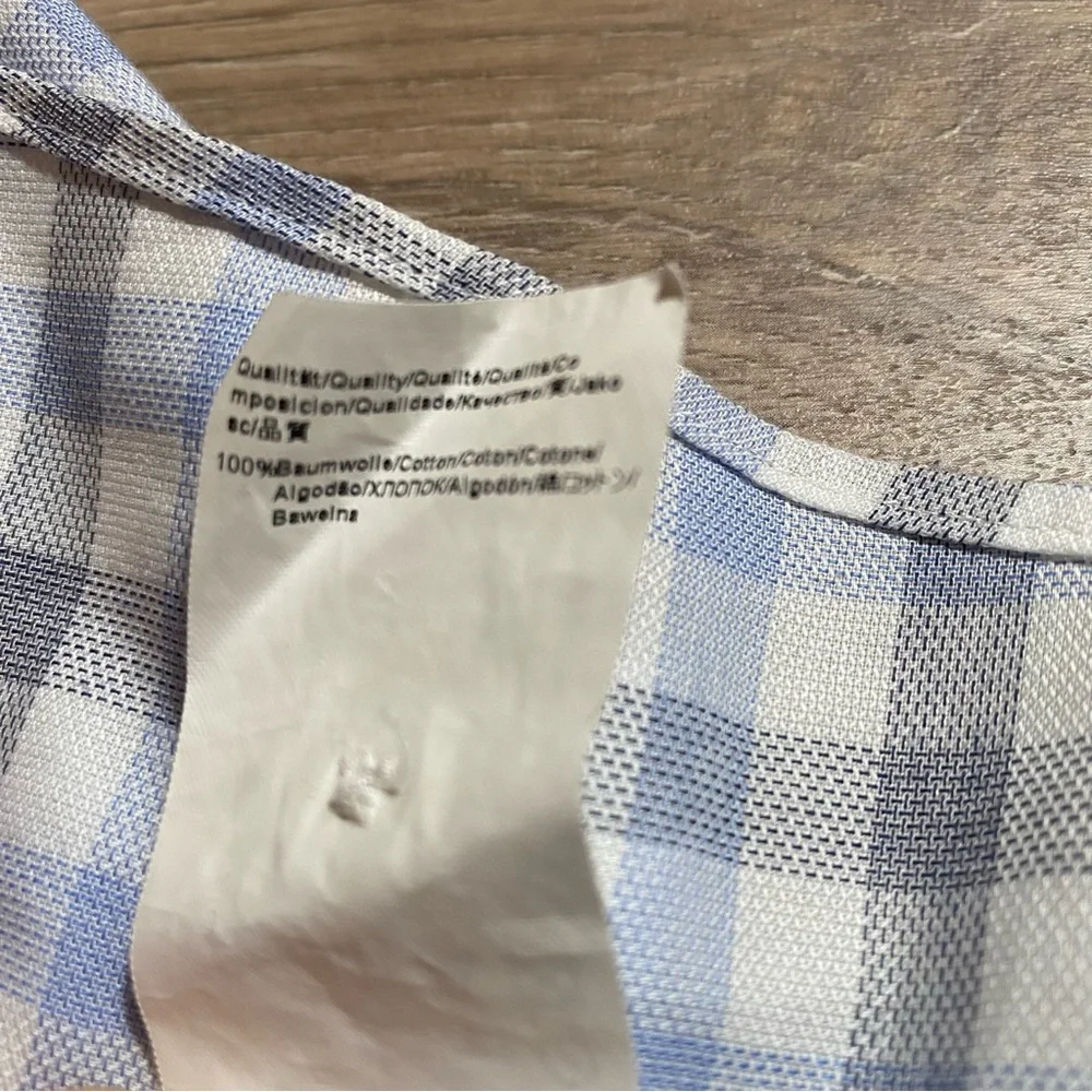 Hugo Boss Men's Dress Shirt Checkered Long Sleeve 16 1/2 34/35 Sharp Fit Blue - Picture 15 of 16